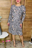 Multi color leopard printed w/side pockets long sleeve women dresses BQ15488 AS2