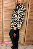 Sherpa leopard long sleeve women coats/jacket with buttons up BQ15490