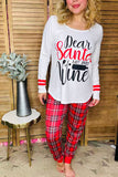 "Dear Santa Just Bring Wine" Christmas 2pc women pajamas sets BQ15519