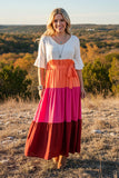 Western white & orange & hot pink & red maxi women's boutique dress BQ15551 (AS2)