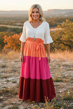 Western white & orange & hot pink & red maxi women's boutique dress BQ15551 (AS2)