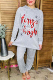 Mom and me Christmas "Merry and bright" hoodie top & grey pant 2pcs set BQ15556 IS3