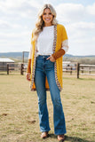 Western knitted waffle beige & leopard women's boutique cardigan BQ15572 BS10