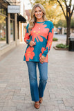 Western floral long sleeve women's boutique top Southern Stitch BQ15645 BS12