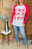 Mom and me Christmas printed long sleeve raglan women tops BQ15651 BS5