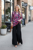 Western zebra abstract print criss corss neck women's boutique top BQ15756 (DS8)