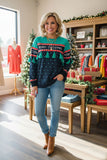 "MERRY CHRISTMAS" green tassel black dots women's boutique top BQ15768 IS1