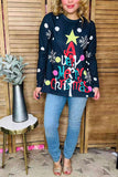 "A Very Merry Christmas"long sleeve black women top BQ15770 BS5