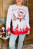 "Merry Christmas" deer & trees printed long sleeve women blouse BQ15772 CS5