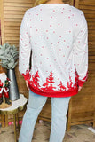 "Merry Christmas" deer & trees printed long sleeve women blouse BQ15772 CS5
