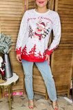 "Merry Christmas" deer & trees printed long sleeve women blouse BQ15772 CS5