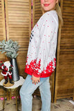 "Merry Christmas" deer & trees printed long sleeve women blouse BQ15772 CS5