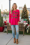 Green sequin christmas tree long sleeve women blouse BQ15813 IS4