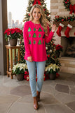Green sequin christmas tree long sleeve women blouse BQ15813 IS4
