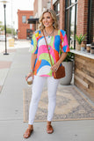 Retro abstract print women's boutique top Southern Stitch BQ15869 DS7