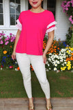 Shope women's clothing wholesale Double pink ruffle short sleeve women top BQ15926