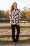 Western leopard top & black bell bottom pant women's boutique set BQ15944 FS4