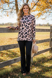 Western leopard top & black bell bottom pant women's boutique set BQ15944 FS4
