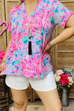 Women's clothing wholesale multi color printed short sleeves & v-neckline BQ15949