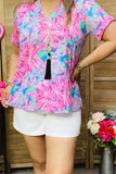 Women's clothing wholesale multi color printed short sleeves & v-neckline BQ15949