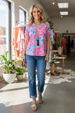Chic floral print short sleeve women's boutique top Southern Stitch BQ15949 (CS10)