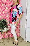 Women's clothing bulk Multi color floral prints short sleeve lady's blouse BQ15950
