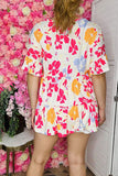Women's clothes wholesale suppliers Floral prints & bell short sleeve top BQ15952