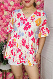 Women's clothes wholesale suppliers Floral prints & bell short sleeve top BQ15952