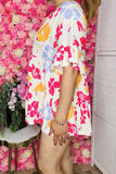Women's clothes wholesale suppliers Floral prints & bell short sleeve top BQ15952