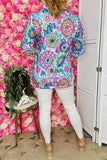 Western women's clothing wholesale floral prints 3/4 sleeve top BQ15954