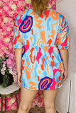 Women's blouse suppliers Multi color prints baby doll & short sleeve top BQ15955