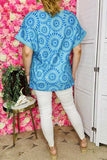 Women's clothing wholesale Blue geometrical prints & short sleeves BQ15978