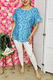 Women's clothing wholesale Blue geometrical prints & short sleeves BQ15978