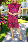 Women's dress wholesale Black paisley printed short sleeve w/ruffle women dress BQ15997