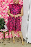 Women's dress wholesale Black paisley printed short sleeve w/ruffle women dress BQ15997