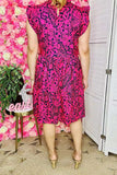 Women's dress wholesale Black paisley printed short sleeve w/ruffle women dress BQ15997