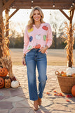 Western Halloween Sequin Pumpkin pink women's boutique top BQ16013 BS8