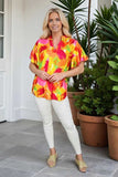 Wholesale women's clothing Yellow & Pink & Red prints & bell short sleeves BQ16028