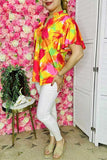 Wholesale women's clothing Yellow & Pink & Red prints & bell short sleeves BQ16028