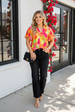Trendy abstract print & bell sleeves women's boutique top Southern Stitch BQ16028 ADS2