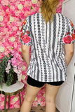 Women's blouse wholesale Aztec prints & floral embroidery & short sleeves BQ16030