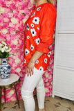 Women's boutique clothing suppliers Red flower prints & red color block & 3/4 sleeves BQ16055