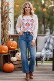 Western Halloween pumpkin & flower women's boutique blouse BQ16056 (BS9)