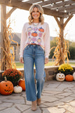 Western Halloween pumpkin & flower women's boutique blouse BQ16056 (BS9)