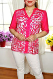 Women's boutique clothing vendors Fuchsia paisley prints & half sleeves BQ16060