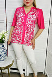 Women's boutique clothing vendors Fuchsia paisley prints & half sleeves BQ16060