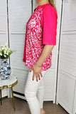 Women's boutique clothing vendors Fuchsia paisley prints & half sleeves BQ16060