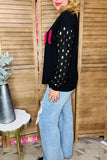 Halloween BOO embroidery gold sparkle dots sleeves women's boutique top BQ16079 AS14