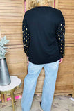 Halloween BOO embroidery gold sparkle dots sleeves women's boutique top BQ16079 AS14