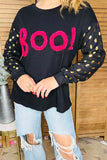 Halloween BOO embroidery gold sparkle dots sleeves women's boutique top BQ16079 AS14